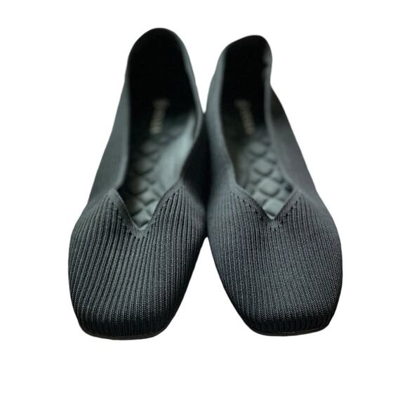 Vivaia Margot Square Toe Ribbed V-Cut Woven Flats in Black Size 41 / 9.5 - Picture 2 of 6